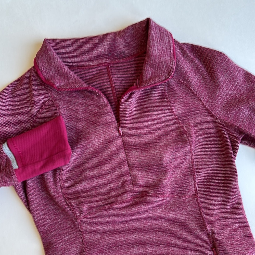 Lululemon Burgundy Stretch Knit 1/4 Zip Pullover‎ Workout Jacket Women’s Size 6